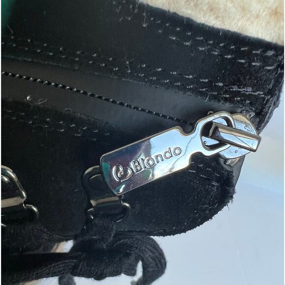 BLONDO Devin Black Suede Waterproof Lace up Zip Lug Sole Platform Boots 8.5 - Picture 10 of 11